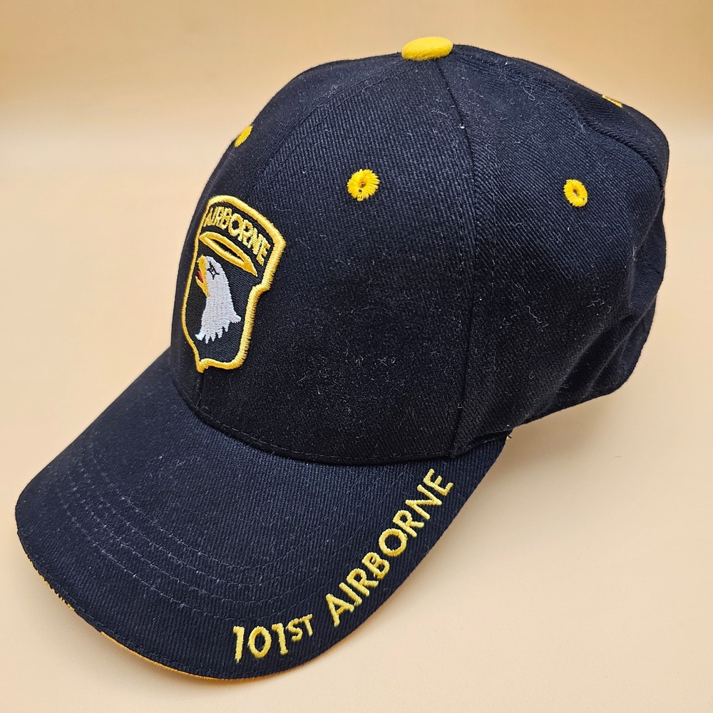 101st Airborne Screaming Eagles Black‎ Yellow Baseball Cap Military Veteran